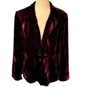 Lane Bryant Womens Purple Velvet Blazer Jacket 22 Holiday Christmas Formal Lux